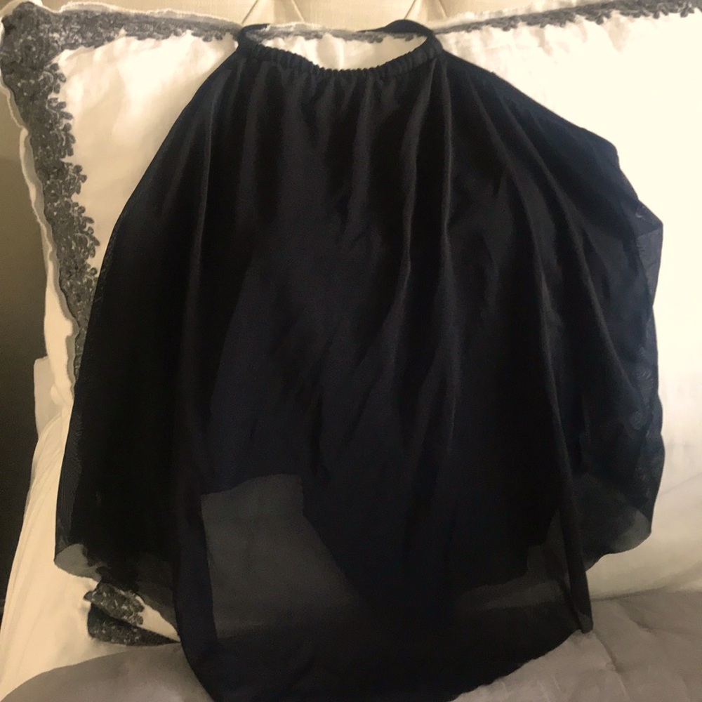Coco reef swim top, 36dd, sheer bodice ties at neck and flows, with low back.